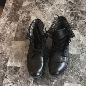 Black lace up booties